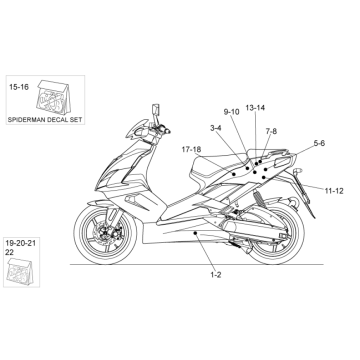 Zurück Decals und Decals Aprilia SR 50 H2O ie+Vergaser 2004-2009