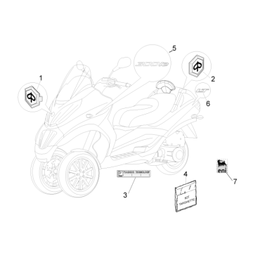 Embleme – Aufkleber – Logo Piaggio MP3 300 LT Sport 2009-2014 Schwarz competition 98/A