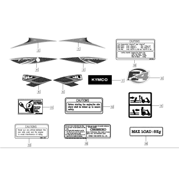 Aufkleber Kymco Agility FR 12" 4-Takt euro4 weiß