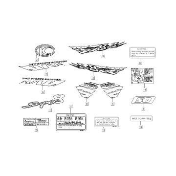 Aufkleberset Kymco Super 8 4-Takt (2007-2009) Rot Schwarz