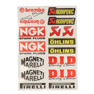 Aufklebersatz Sponsor Brembo/Akrapovic/Shell/NGK/USAG/D.I.D/Pirelli/Magneti Marelli Falko 980711 20-teilig universal