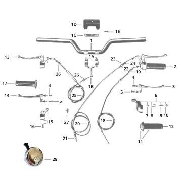 Lenker - Bremshebel - Lenkergriffe - Züge Zündapp C50 Sport 517-21LA