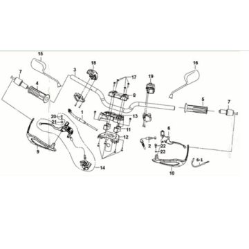 Stuurbocht - remgrepen KPL. L/R. Sym Crox 50 E3 ZWART/GRIJS (BK-5560S/GY-7450U)