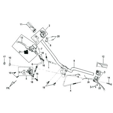 Lenker - Hauptbremszylinder- Bremshebel - Lenkerschalter -Gaszug Sym Mio