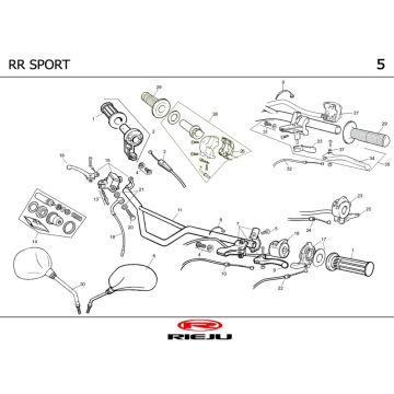 Lenkungsteile - Spiegel Rieju RR sport blue 2004 2-Takt