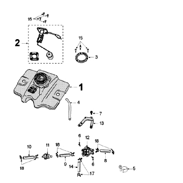 Tank- und Kraftstoffpumpe Pailoli Peugeot Speedfight 3 4-Takt Grau