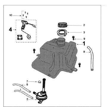 Benzintank - Kraftstoffpumpe Peugeot Kisbee RS 50 4T AC Mattschwarz