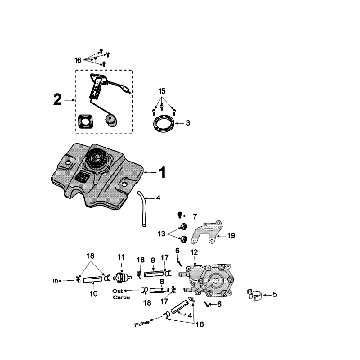 Tank- und Kraftstoffpumpe Peugeot Speedfight 4 4-Takt Blau/Schwarz