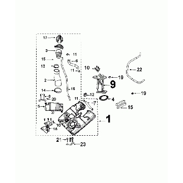 Benzintank - Kraftstoffpumpe Peugeot Django 50 4T AC Euro 4