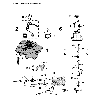 Benzintank - Kraftstoffpumpe Peugeot Speedfight 4 50 2T LC Schwarz Grün