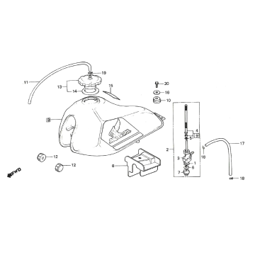 Kraftstofftank - Honda MTX 50 Kraftstoffventil