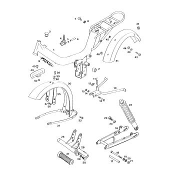 Framedelen - spatborden - schokbrekers Tomos FLEXER 2001