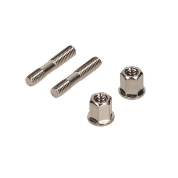 Auspuff Stehbolzen-Set, 2 Schrauben (M6 x 32 mm) und 2 lange Muttern (M6, Höhe 12 mm), Edelstahl-chrom SP