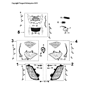 Beleuchtung Peugeot Citystar 50 Schwarz