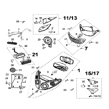 Beleuchtung Peugeot Speedfight 2 AC Schwarz