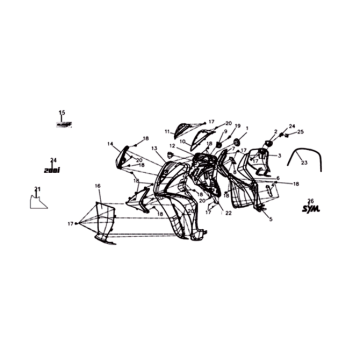 Fußplatte/ Rahmenabdeckung Sym Symphony ST 200I Schwarz/Rot (BK-001C/R-010CA)