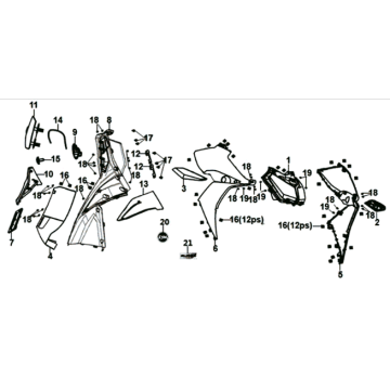 Frontplatte/Innenplatte/automatischer Blinker Sym Jet 14 125I E4 Rot (R-010CA)