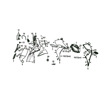 Frontplatte Innenplatte Blinker Sym Jet 14 weiß (WH-006)