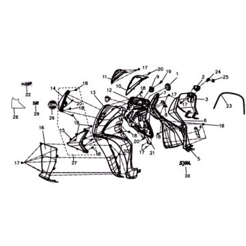 Frontplatte Innenplatte Blinker Sym Symphony ST euro4 (BK-7C) hellschwarz