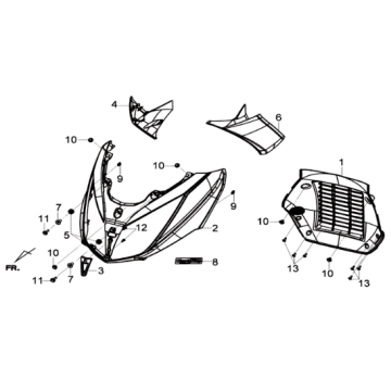 Frontplatte/Blinker/Innenbeinschutz Sym Joymax 300I ABS E3 2014-2016 Schwarz (BK-231S)