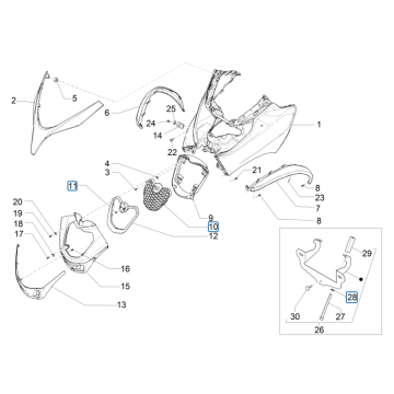 Piaggio MP3 350 Maxi Sport E4 ABS 2018-2020 Frontplatte (EMEA)