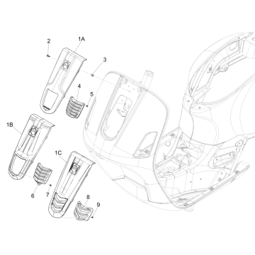 Frontplatte Vespa GTS 300 dh 2008-2016 (mit und ohne ABS) blau 261/A