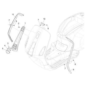Abdeckplatte Frontverkleidung - Beinschildsierlijst Vespa Sprint 50 4T IGET 3V AC Euro 5