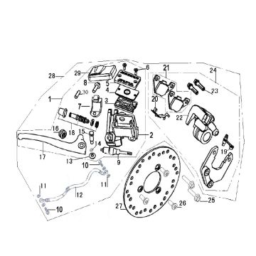Hauptbremszylinder- Bremsleitung - Bremssattel - Bremsbeläge - Bremsscheibe  Generic Xor 50 2T AC 2009 Gelb