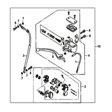 Voorremklauw - remgreep - remleiding Sym Crox 50 E4