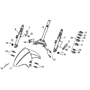 Kotflügel Vorderradgabel Headset Sym Symphony SR (GY010U) mattgrau