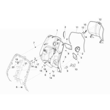 Beinschild Vespa Primavera 50 2T AC Blau 260/A