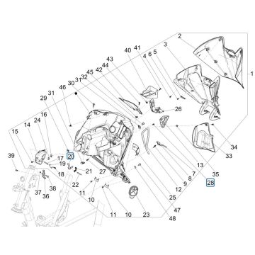 Frontgehäuse — Piaggio Medley 125 ABS E5 2021—2022 Sicherheitsplatte (EMEA)