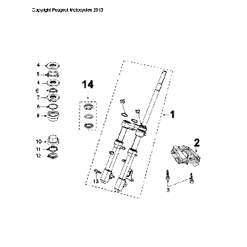 Vordergabel - Headset Peugeot Citystar 50 Braun