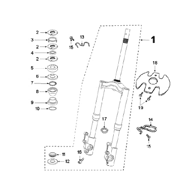 Vordergabel - Headset Peugeot Speedfight 3 4-Takt Grau