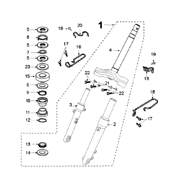Vordergabel Steuersatz Peugeot Kisbee orange