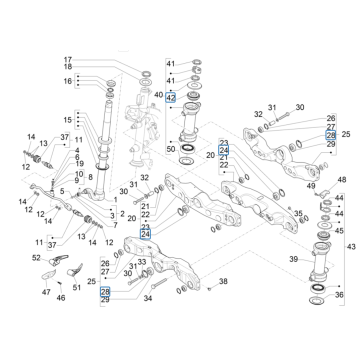 Vorderradgabel/Lenkrohr - Piaggio MP3 350 Maxi Sport E4 ABS 2018-2020 Lenklagergruppe (EMEA)