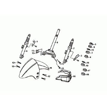 GABEL/KOTFLÜGEL/STEUERSATZ vorne Sym Orbit III Blue