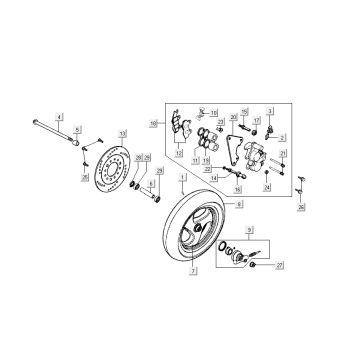 Vorderrad-Bremssattel Kymco Super9 Wechselstrom o.m 2-Takt Race Schwarz Gelb