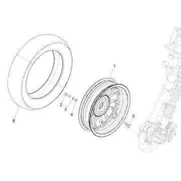 Vorderrad Vespa Sprint 25km 4-Takt-2-Ventil