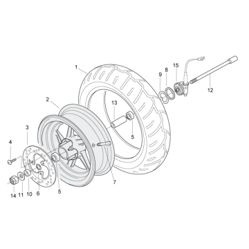 Vorderrad Aprilia SR 50 H2O ie+Vergaser 2004-2009 gelb