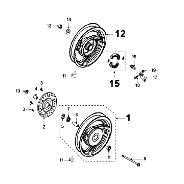 Räder - Bremsscheibe D155 Peugeot V-clic Rot