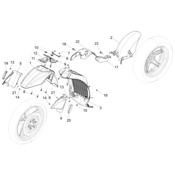 Radraum - Schutzblech Piaggio Beverly 350 E3 Sport Touring 2013-2014 grau 760/B