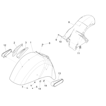 Radstandkotflügel Vespa GTS 300 dh 2008-2016 (mit und ohne ABS) blau 261/A