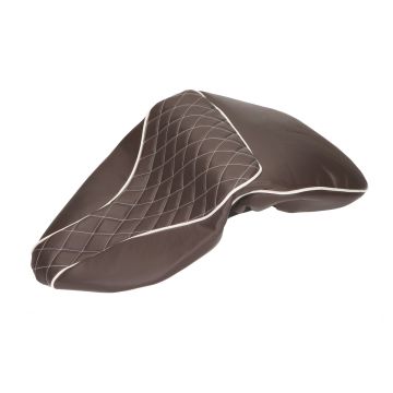 Sattelüberzug /Sitzbankbezug Vespa Primavera/Sprint Chesterfield braun/weiß