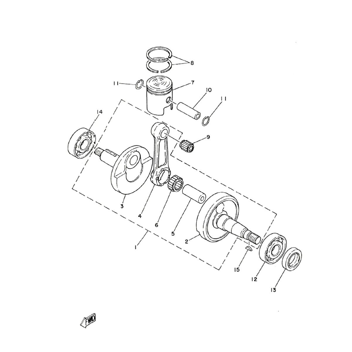 Krukas - zuiger Yamaha FS1