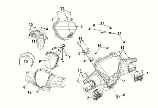 Griffabdeckung Scheinwerfer Sym Symphony ST E5 Schwarz (BK-7C)