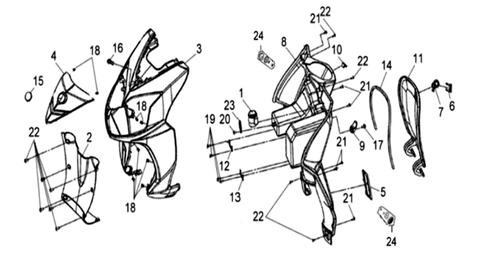 Scheinwerfer/Blinker Sym Symphony SR 50 Mattgrau (GY010U)