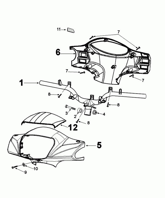 Lenker - Lenkerverkleidungen Peugeot Tweet Evo Schwarz