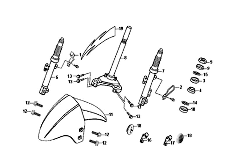Vorderradschutzblech Vordergabel Sym Orbit II (BK-7C) Eisengrau