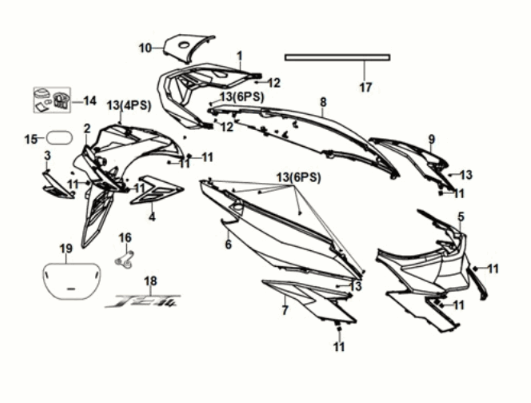 Karosserieabdeckung Sym Jet 14 50I E5 Submarine Blau (GY-7547UL)